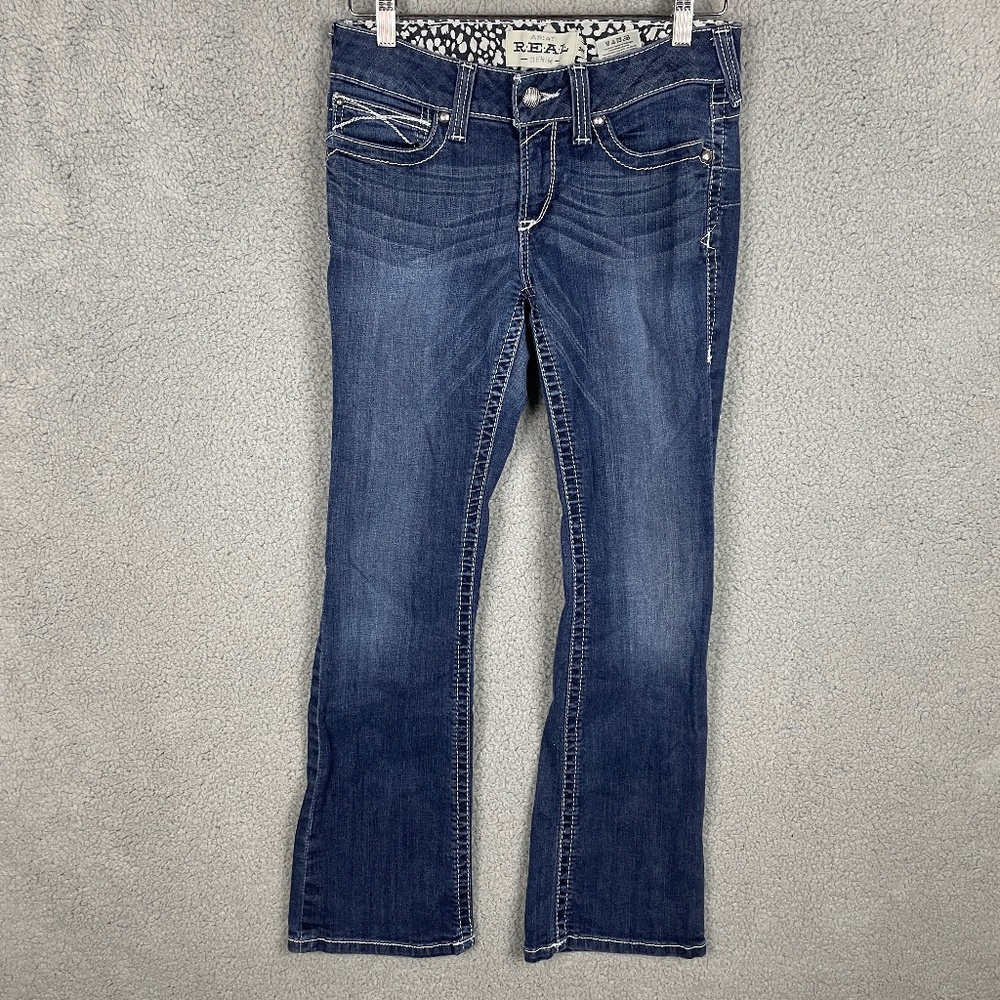 ARIAT Jeans Womens 29R Bootcut Real Denim Thick Stitch Cowgirl Stretch (28x30.5)